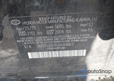 2016 Hyundai Elantra Se из США, поврежденный, VIN 5NPDH4AE9GH684667